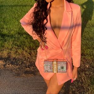 Backless Pink Blazer Dress